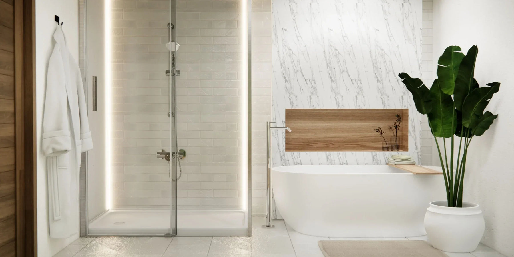 bathroom with a bathtub and a shower enclosure