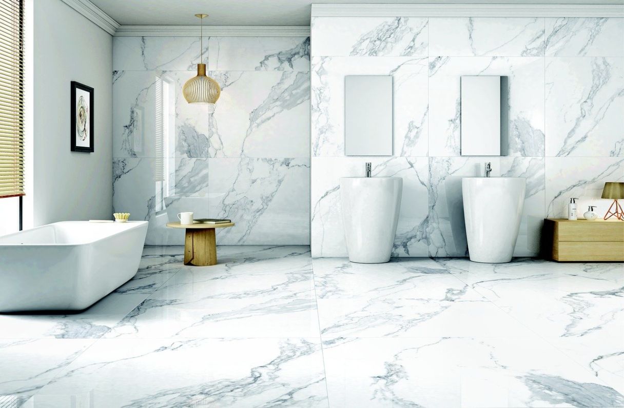 white ceramic tiles in a bathroom