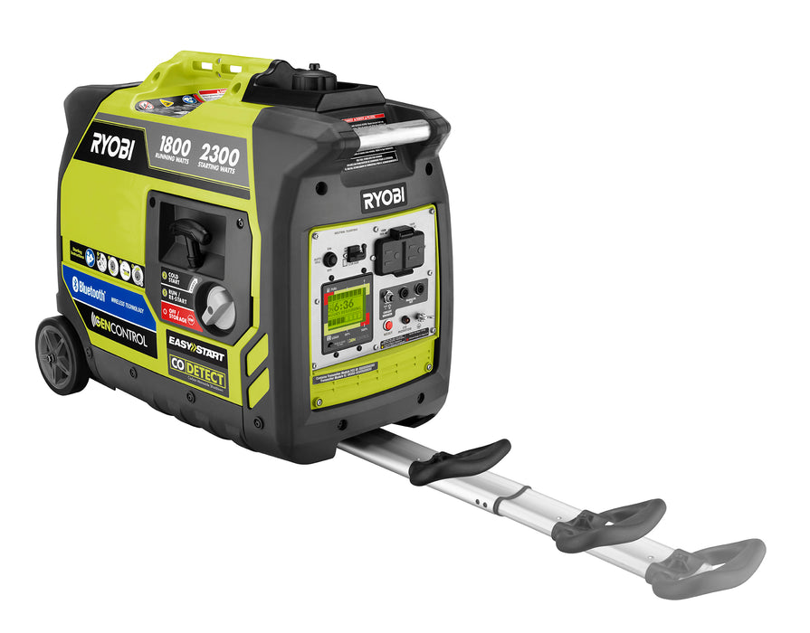 RYOBI 2,300-Watt Recoil Start Bluetooth Super Quiet Gasoline Powered Digital Inverter Generator with CO Shutdown Sensor