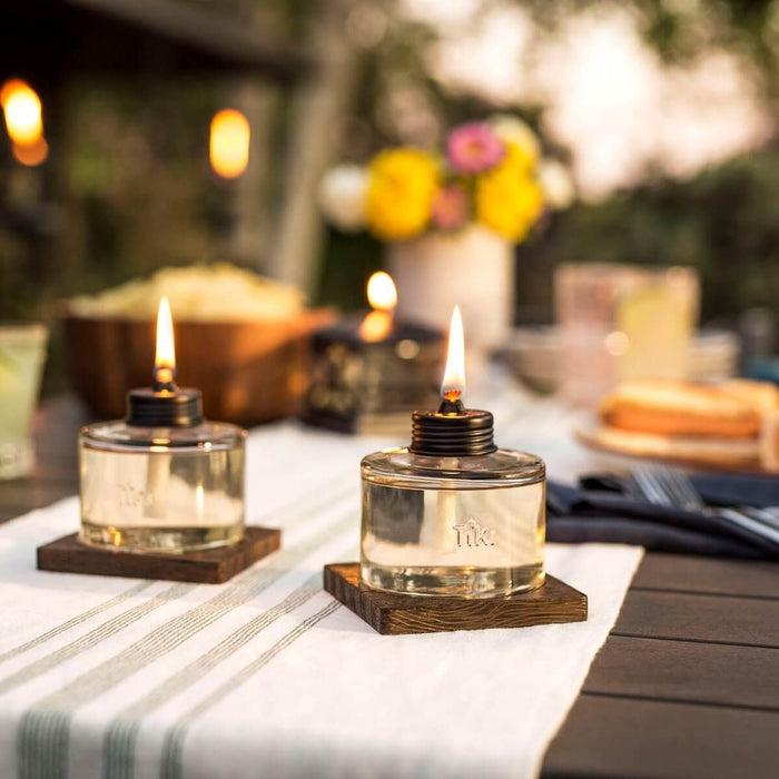 Tiki 4 in. Mixed Material Votive Glass Table Torch Brown & Clear (1 pack)