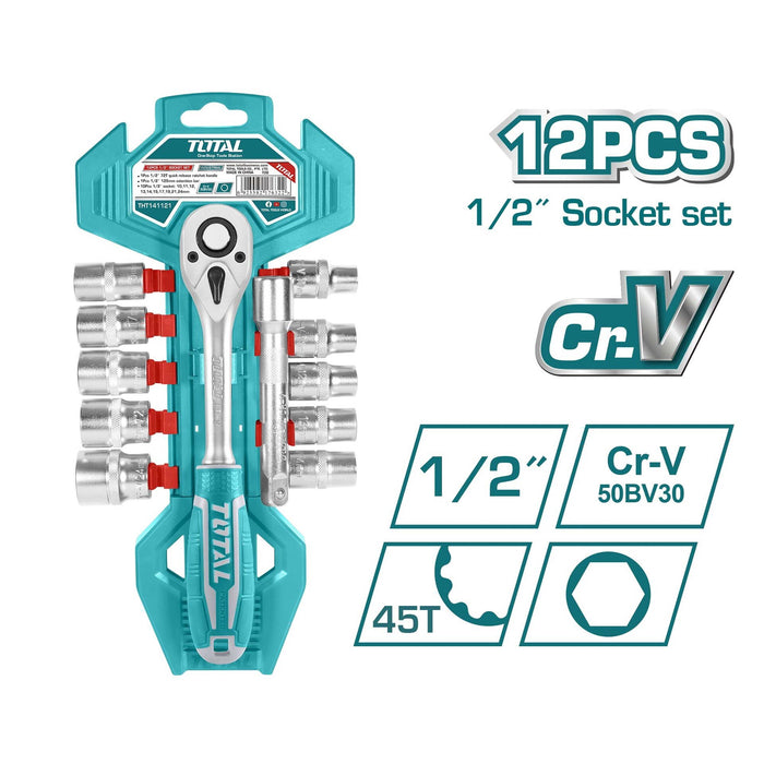 Total 12pcs 1-2in Socket Set - THT141121