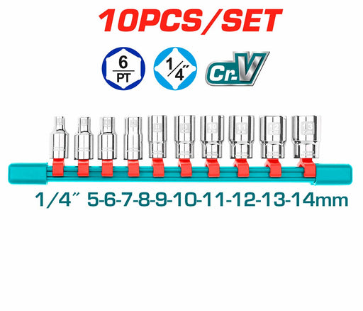 Total 10 Pcs 1/4″ Socket -THT1411023
