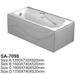White Fiberglass Bathtub SA-7098
