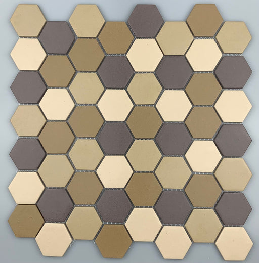 Dark Beige Blend Mosaic Glass Tile 12"x12"