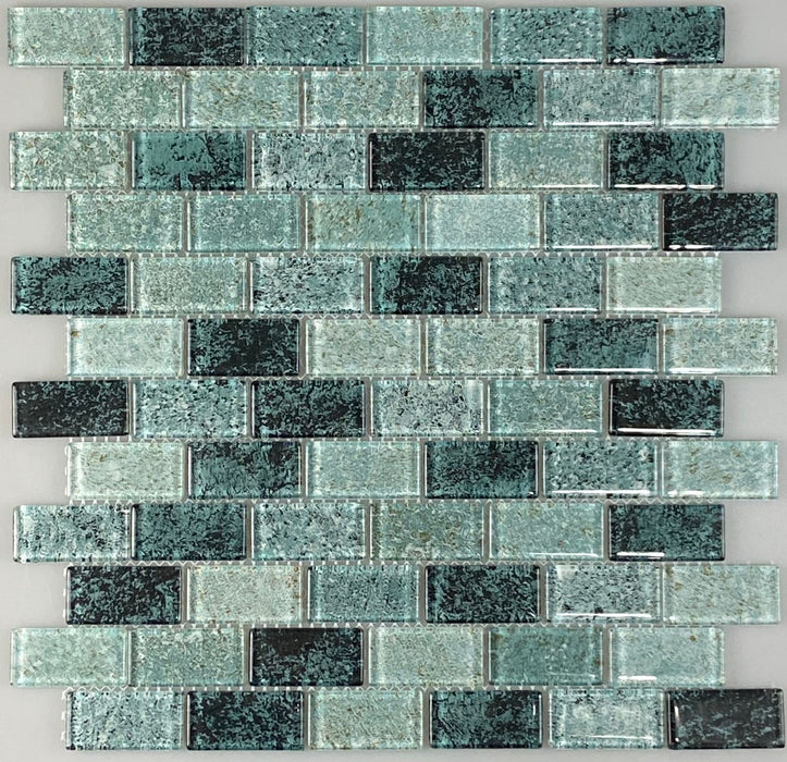 Rectangle Surf Green Mosaic Glass Tile 12"x12"