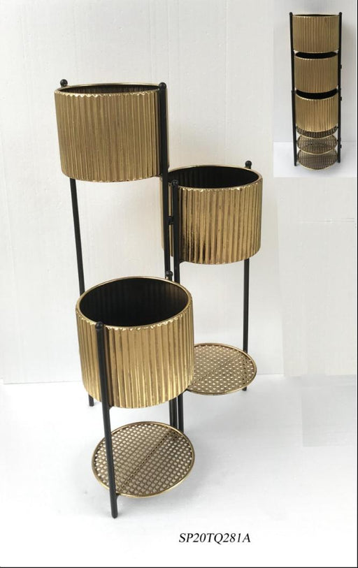 Planter Flower Pot 3 Tier Gold #YMU92215