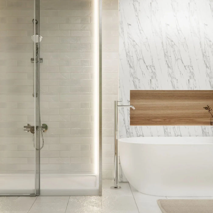 bathroom with a bathtub and a shower enclosure