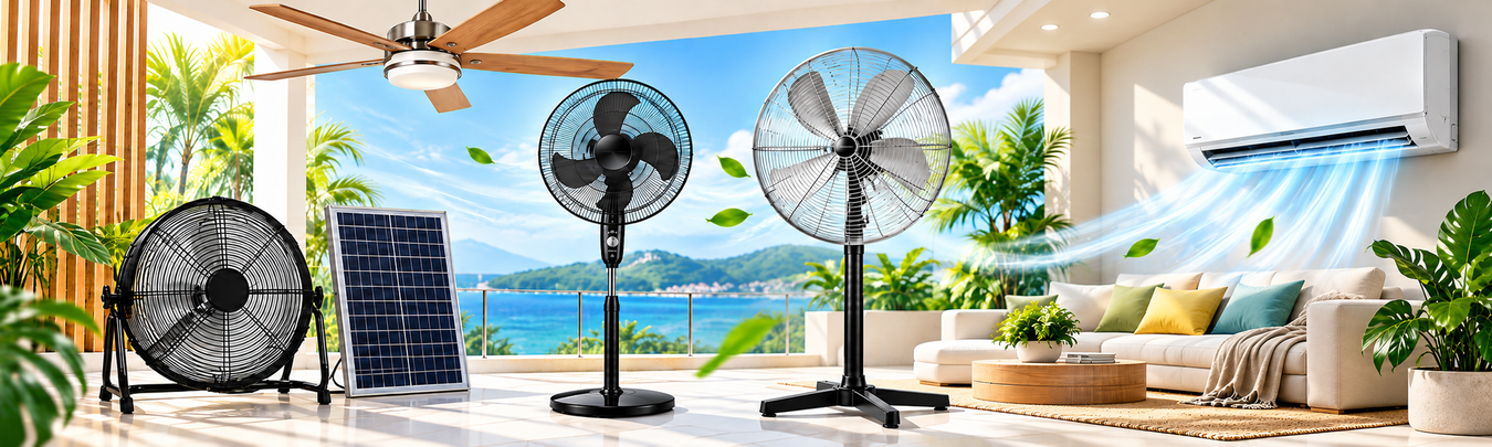 Air Conditioners And Standing Cooling Fans
