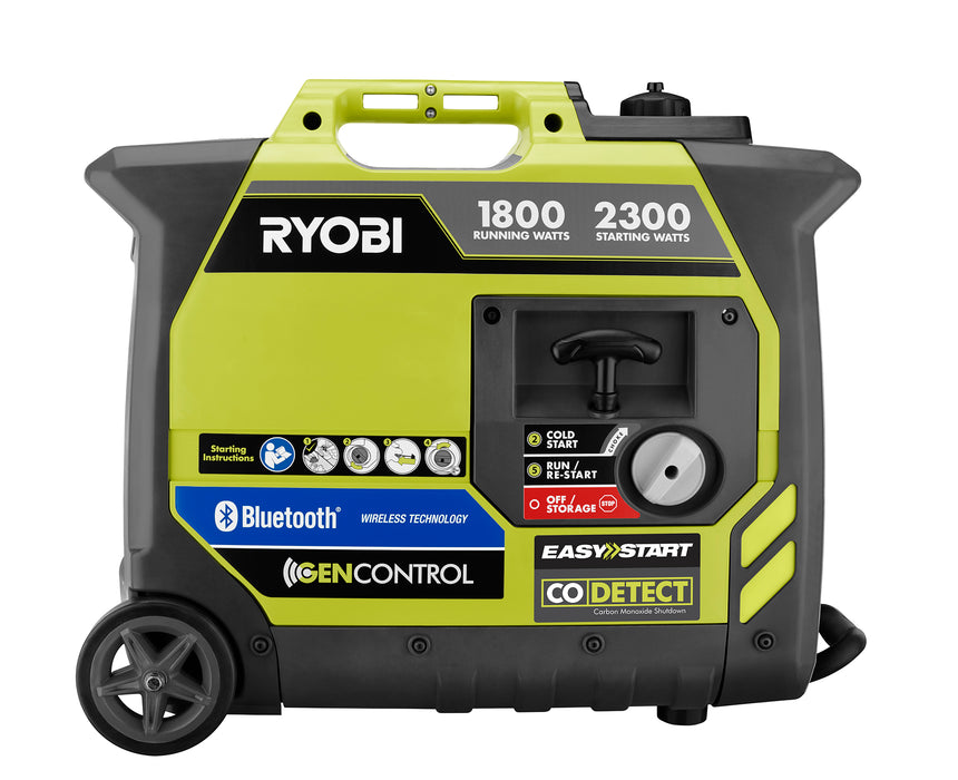 RYOBI 2,300-Watt Recoil Start Bluetooth Super Quiet Gasoline Powered Digital Inverter Generator with CO Shutdown Sensor