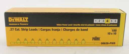 DeWALT® 50626 Powder Actuated Load, 0.27 Caliber, Yellow, 4 Level, Use with P3500 and P351 Powder Actuated Tool