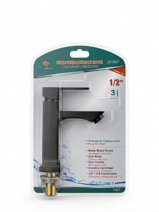 Gung Fu Single Handle Lavatory Faucet 1/2" | Matte Black