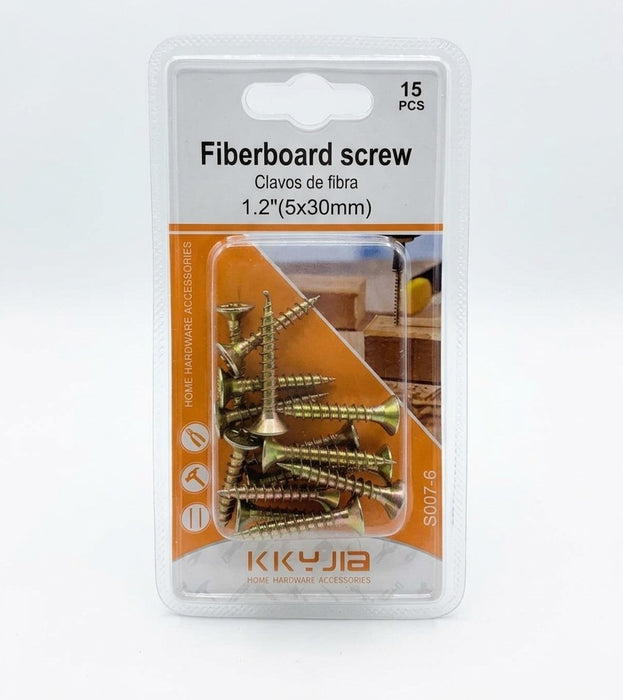 Fiberboard Screws 1.2" 15Pcs