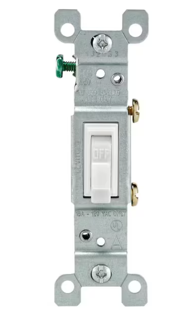 Toggle Switch 15A Single Pole Switch White