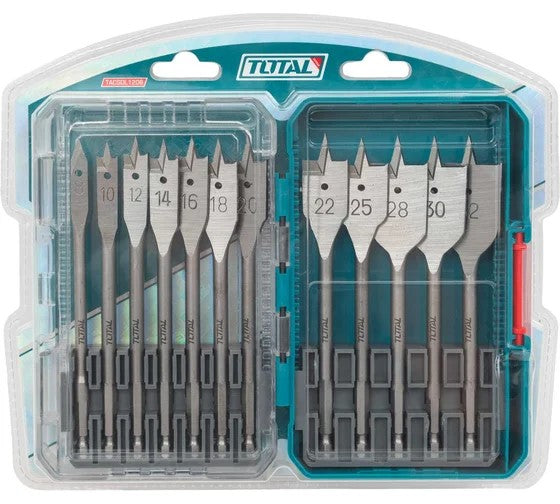 Total Industrial 12-Piece Flat Wood Drill Bits Set