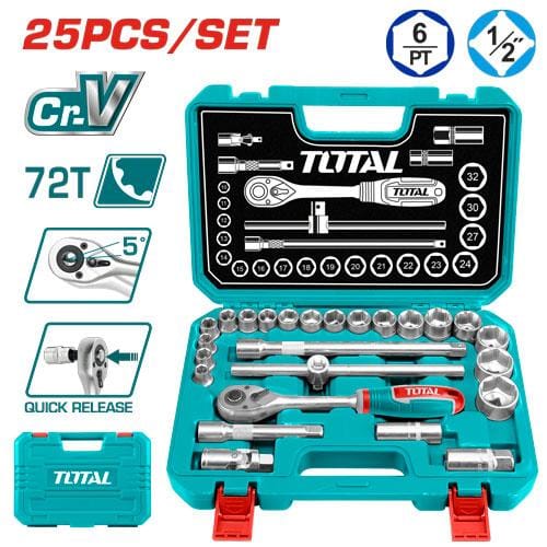 Total Socket Set 25 Pcs 1/2" THT121251