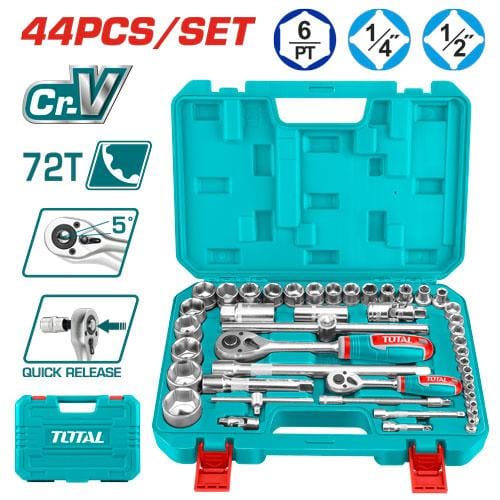 Total Socket Set 1/4"&1/2" 44 Pcs