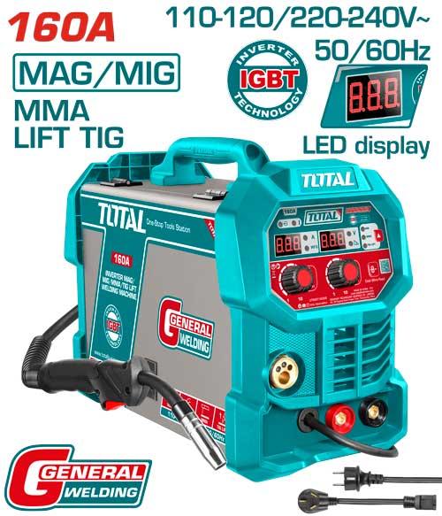 Total Inverter MAG/MIG/MMA/TIG Lift Welding Machine 160A UTMGT16058 ...