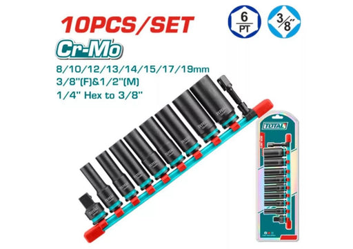 Total 10Pcs 3/8" DR. Deep Impact Socket Set