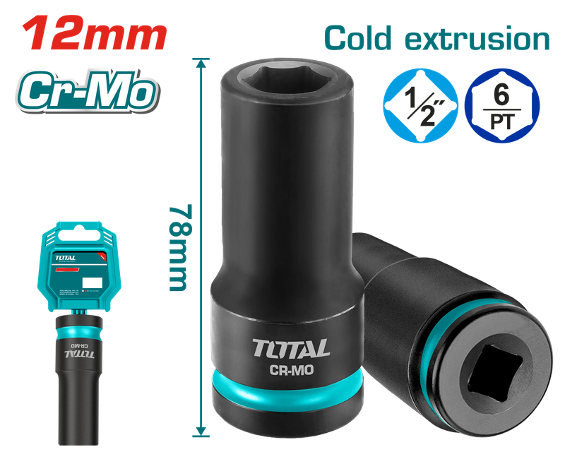 Total 1/2" DR. Deep Impact Socket 12mm