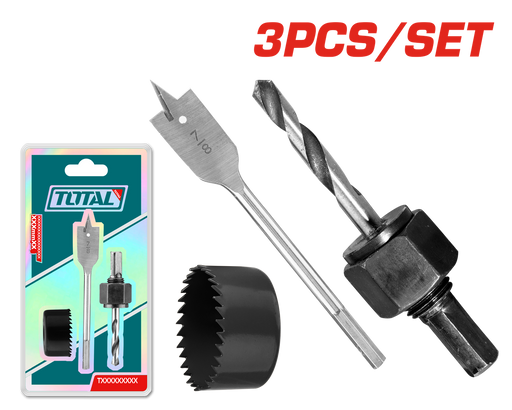 Total 3Pcs Lock Installation Hole Saw Set TACSH1031