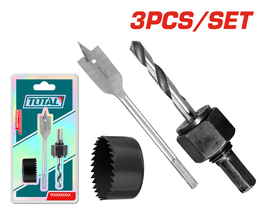 Total 3Pcs Lock Installation Hole Saw Set TACSH1031