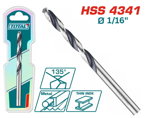 Total 4341 HSS Drill Bit 1/16" 2Pcs