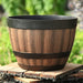 Faux Whiskey Barrel Flower Pot -11"