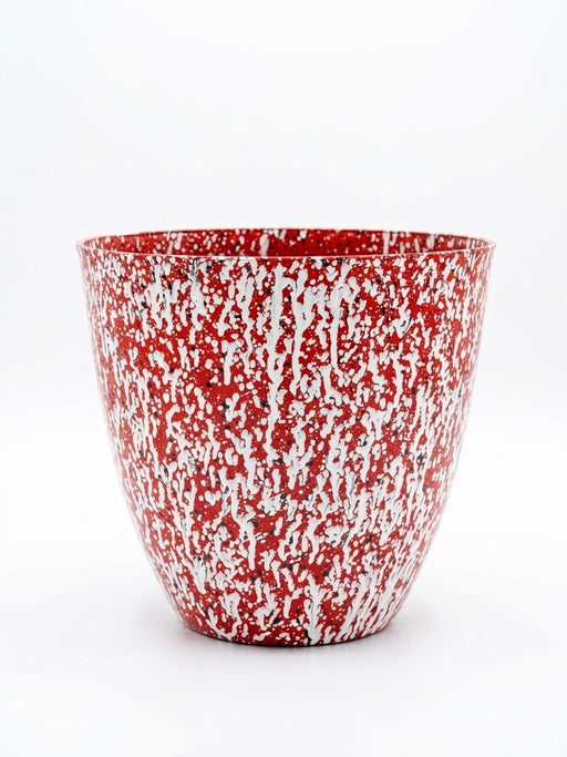Red & White Glazed Flower Pot - 13"