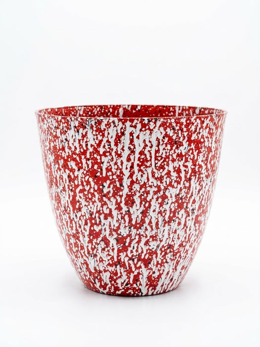 Red & White Glazed Flower Pot - 13"