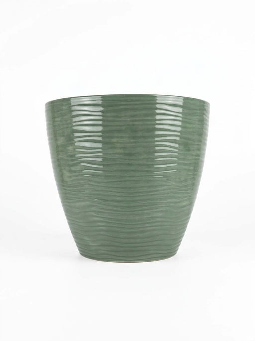 Sage Green Ribbed Flower Pot - 13"