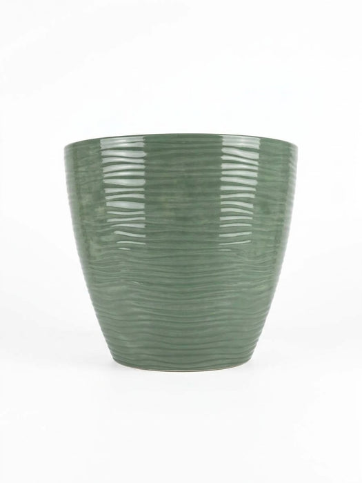 Sage Green Ribbed Flower Pot - 13"