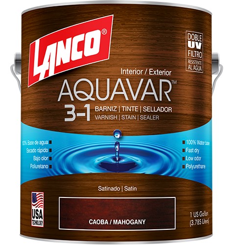 Lanco Aquavar 3-1 Stain Mahogany 1 Quart