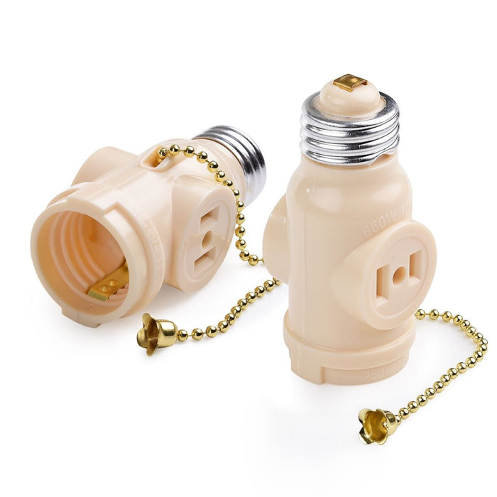 Pull Chain Lamp Socket with Outlet – Aluminum Screw Shell