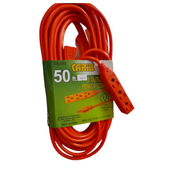 CARIB 50ft 3 Outlet Power Extension Cord CA-C52