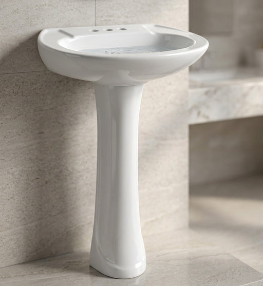 Ceramic Pedestal Basin | White