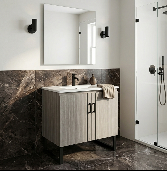 Plywood Bathroom Cabinet Grey 72x50x74cm