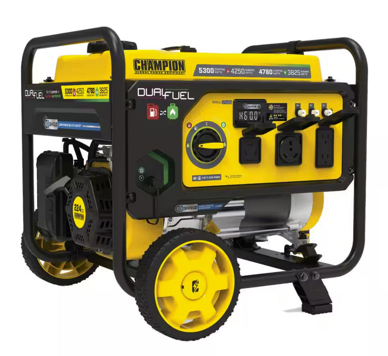 Champion Power Equipment 5300/4250-Watt Gasoline and Propane Powered Dual Fuel Portable Generator with CO Shield