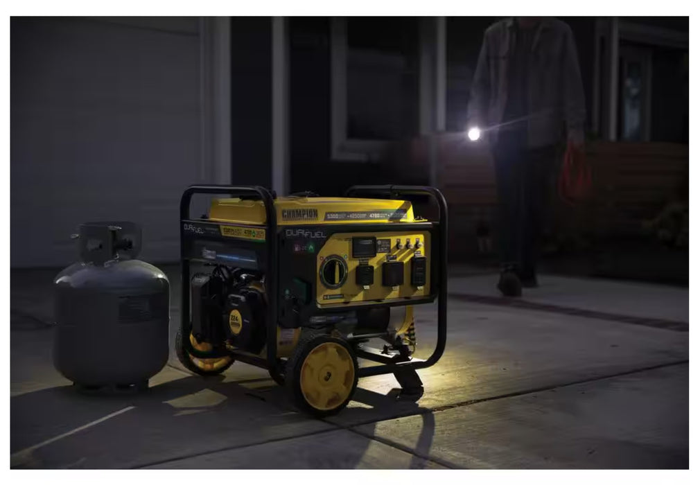 Champion Power Equipment 5300/4250-Watt Gasoline and Propane Powered Dual Fuel Portable Generator with CO Shield