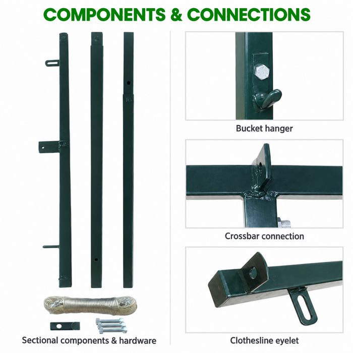 Galvanised Powder Coated Steel T-Post Clothesline