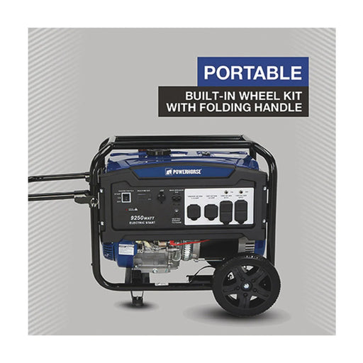 Powerhorse Portable Generator, 9250 Surge Watts, 7500 Rated Watts, Electric Start