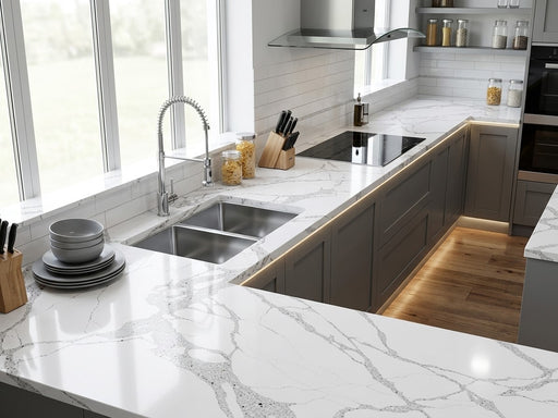 Calacatta Brown Quartz Slab 64" x 127"