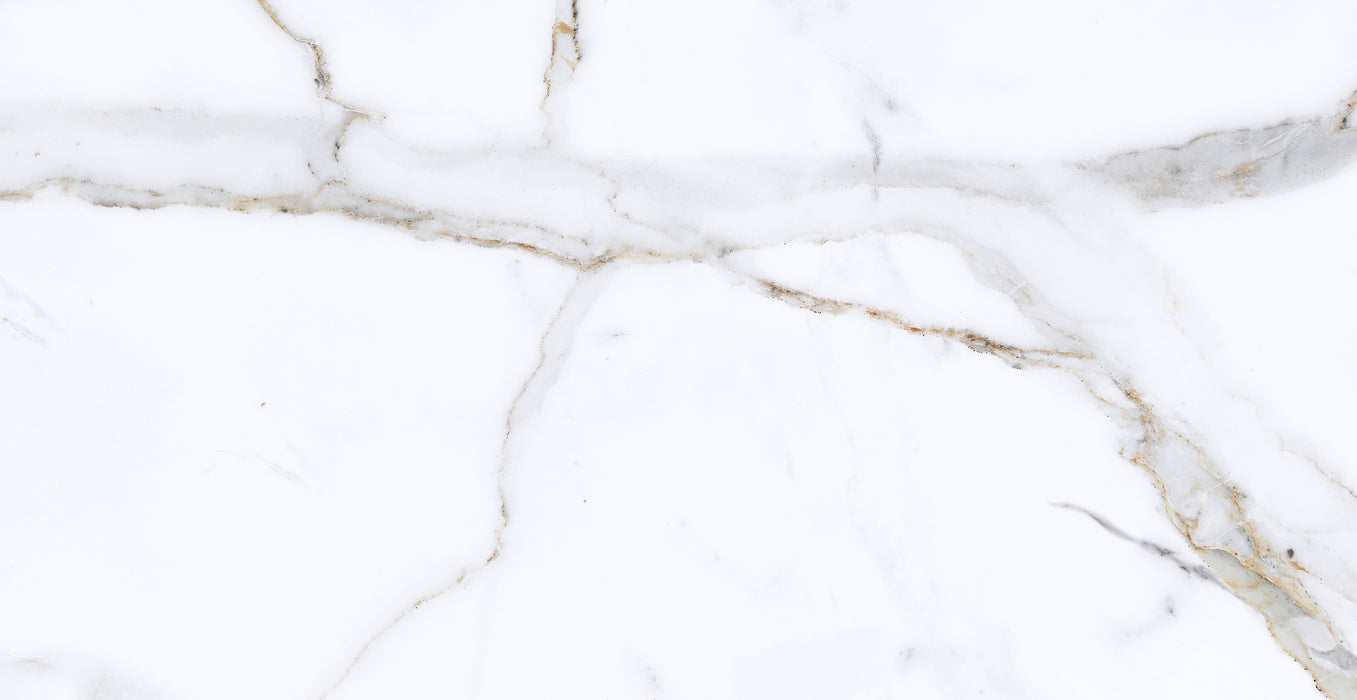 Calacata Gold Brilho Plus Ceramic Floor and Wall Tile 12"X23"