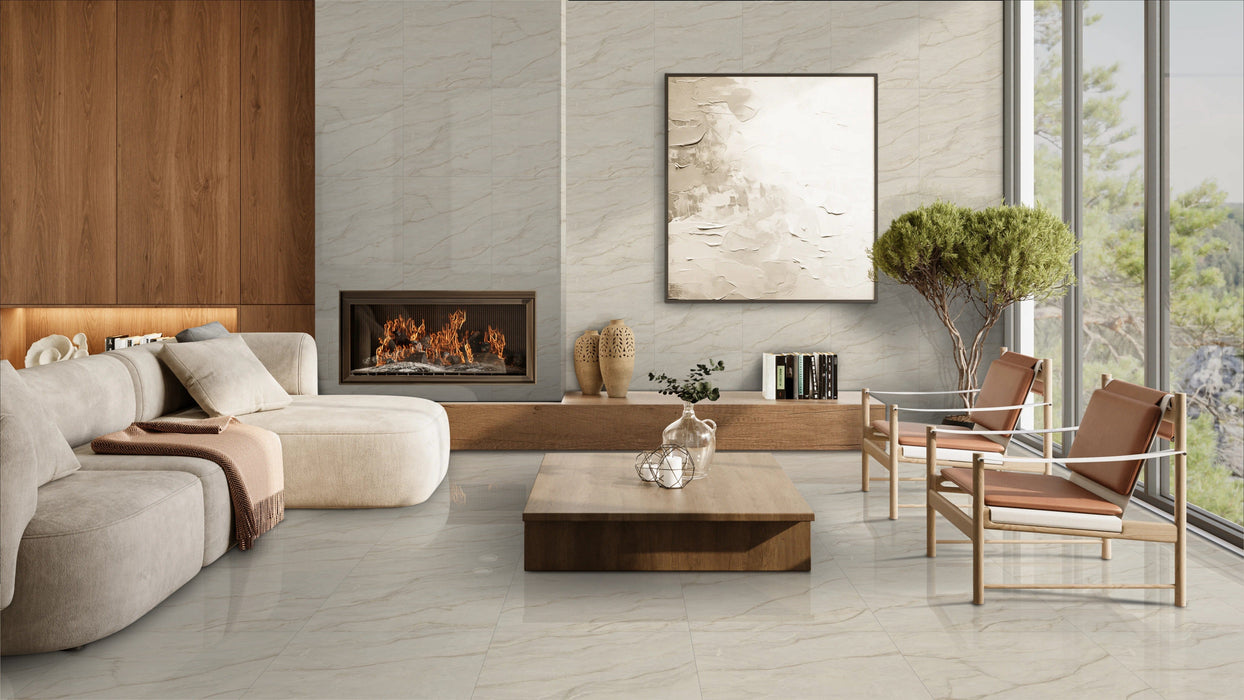 Cinera Beige Porcelain Floor and Wall Tile 24" X 24"