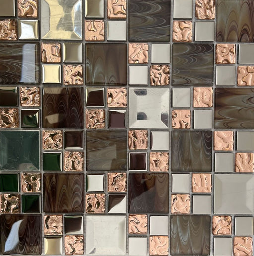 Cuarto Brown Glass Mosaic 12"x12"