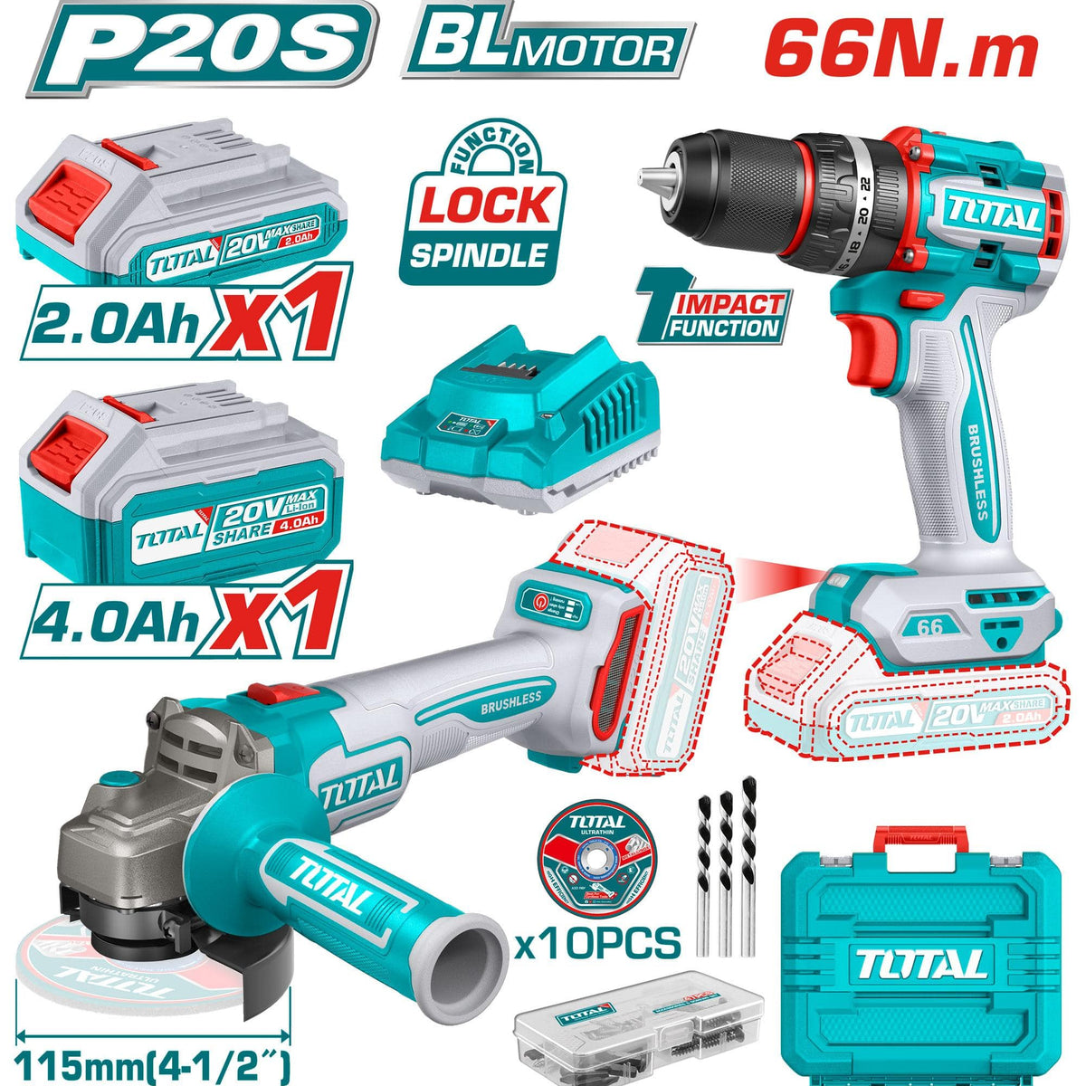 Total Cordless 2 pcs Combo Kit UTCKLI20273 — Greenwood Plaza