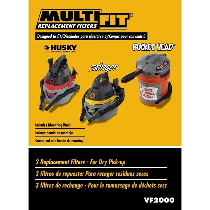 MultiFit Replacement Vacuum Filter VF2000 (3 Pack)