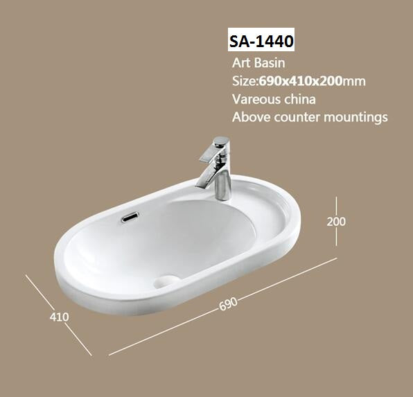 White Ceramic Countertop Basin SA-1440