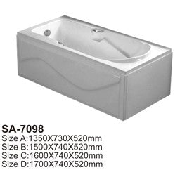 White Fiberglass Bathtub SA-7098
