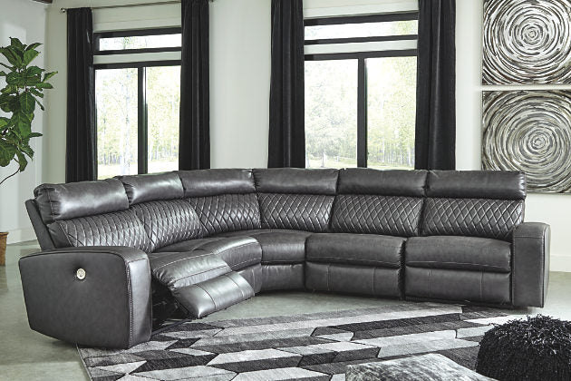 Ashley Sectional Sofa Gray with Recliner