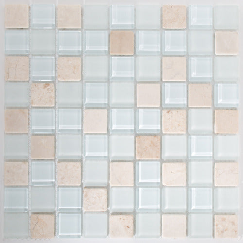 White Mix Mosaic Glass Tile 12"x12"
